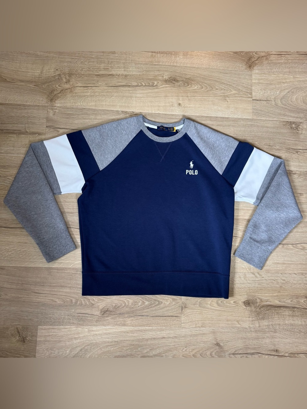 Polo Ralph Lauren Sweatshirt Women's XL Navy White Gray Crewneck Pullover Pony